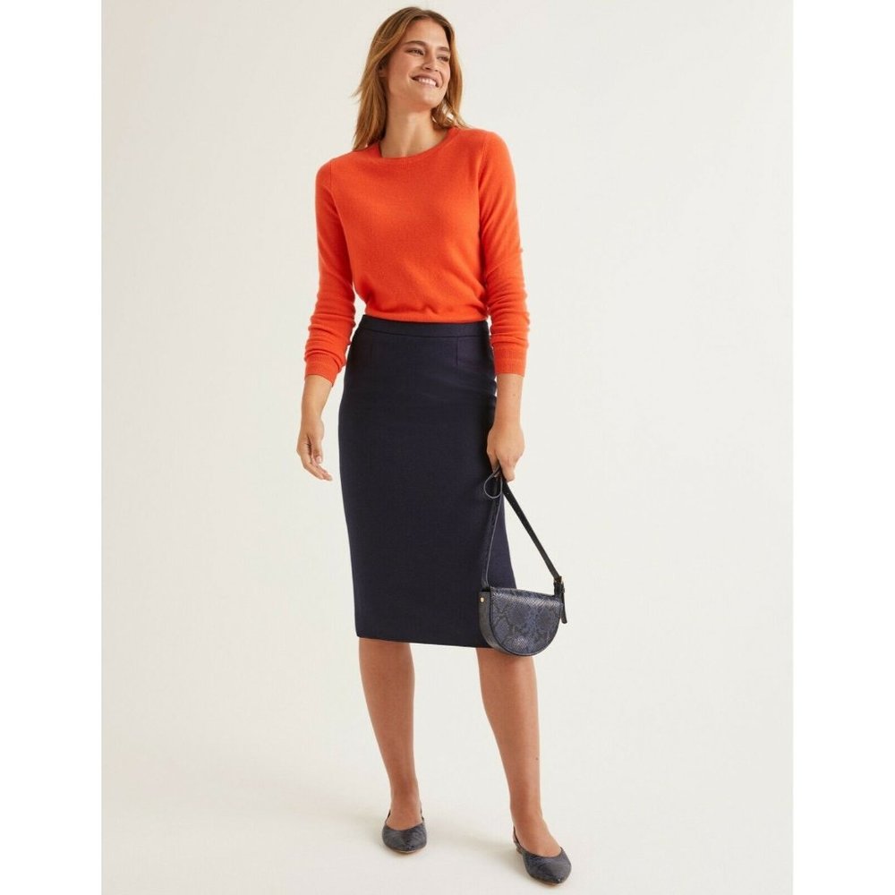 Boden Navy Heritage British Tweed Pencil Skirt